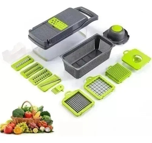 Picador de Verduras 13 en 1 Multifuncional con Recipiente