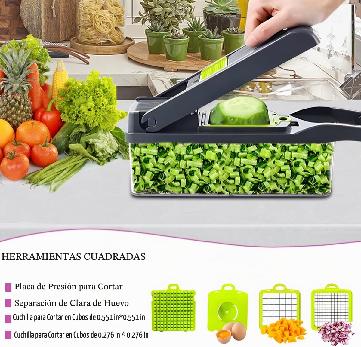 Picador de Verduras 13 en 1 Multifuncional con Recipiente