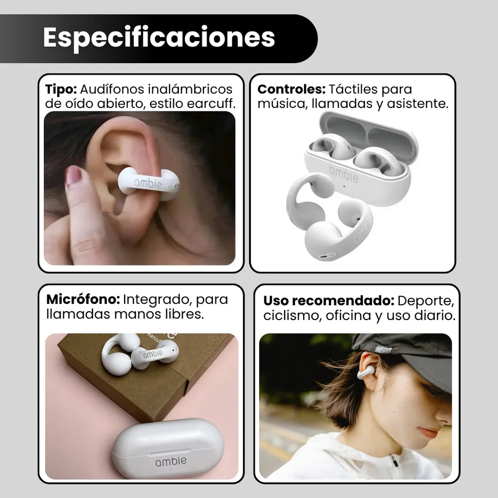 Auriculares Bluetooth Open Ear – Comodidad y Sonido sin Aislarte