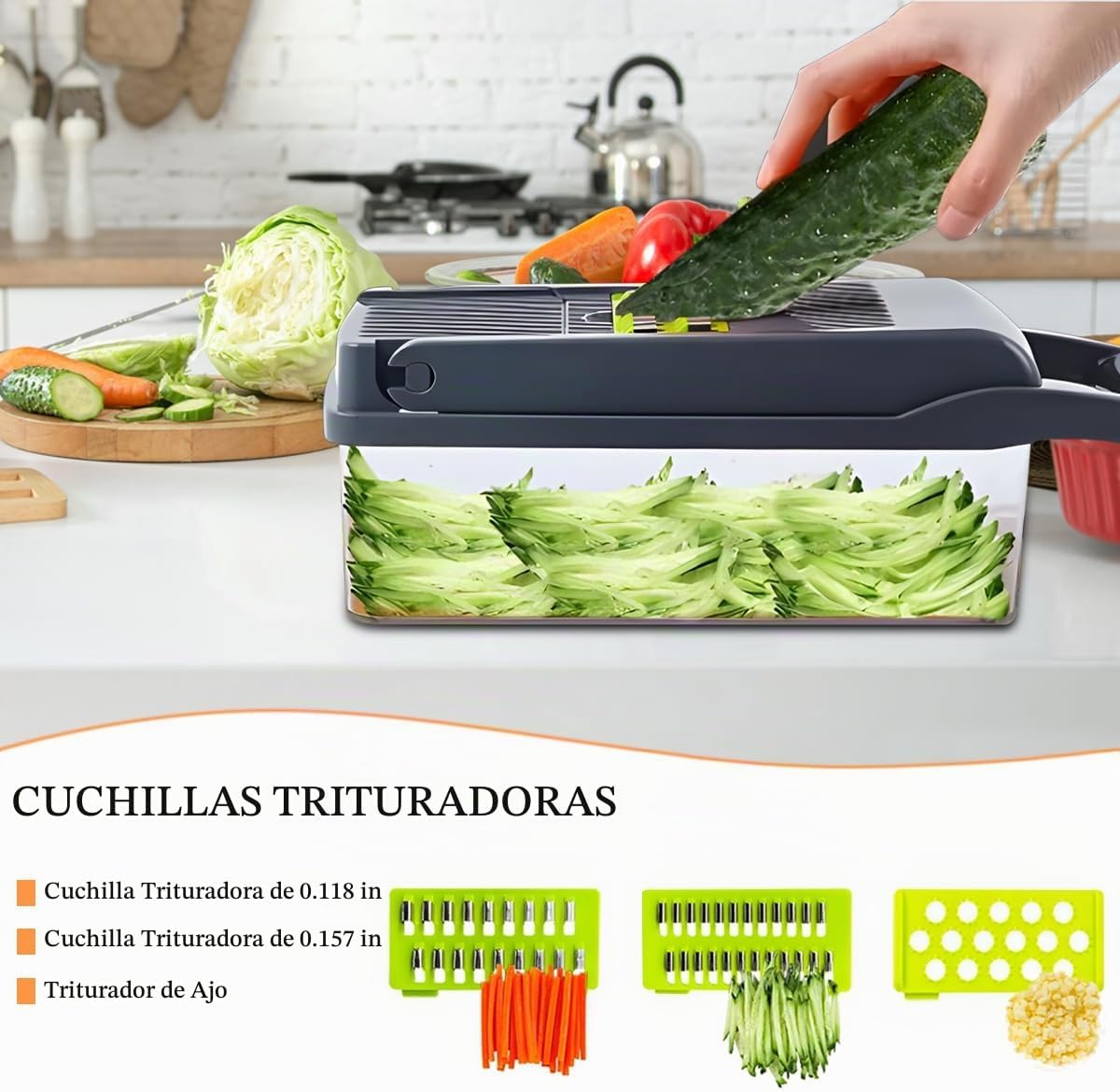 Picador de Verduras 13 en 1 Multifuncional con Recipiente